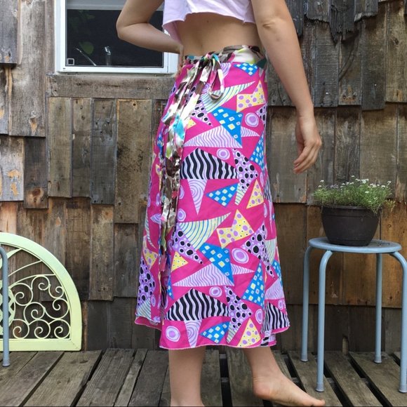 Pink 80’s Funky Wrap Skirt One Size Small Medium - Picture 5 of 8
